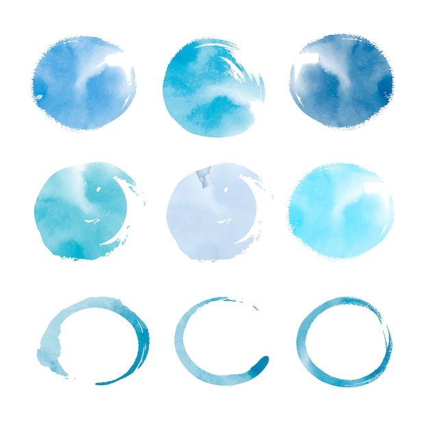 Free vector round blue watercolor elements vector