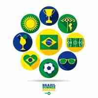 Free vector round brazil summer soccer elements