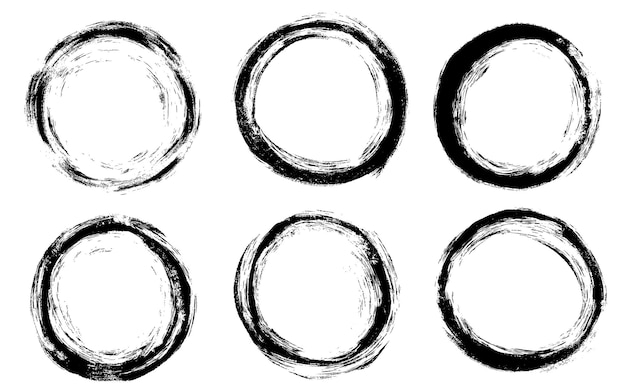 Free vector round brush stains grunge collection