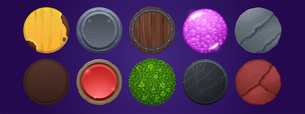 Round buttons with different textures