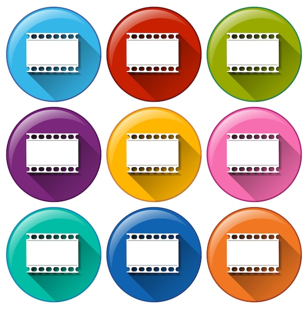 Round buttons with movie films