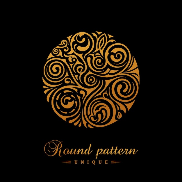 Round calligraphic gold emblem for cafe stamp logo design