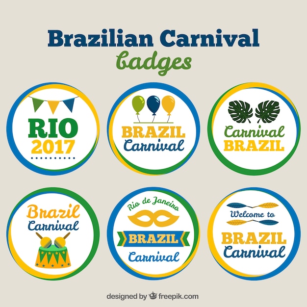 Round carnival 2017 stickers of brazil