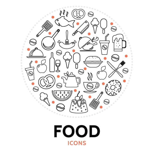 Free vector round composition with food elements