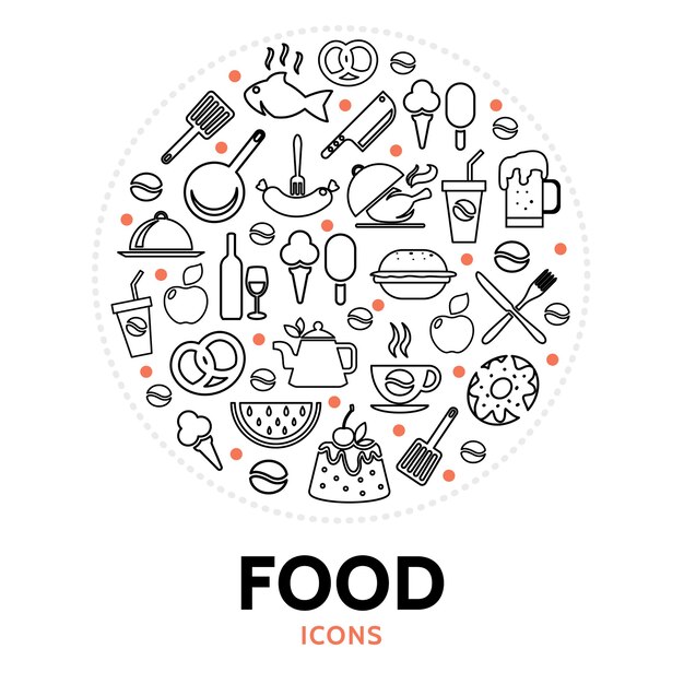 round composition with food elements