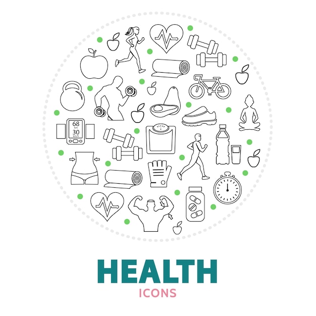 Free vector round composition with health care elements