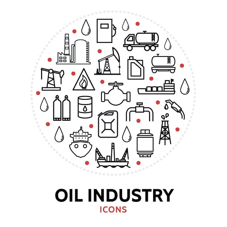 Free Vector round composition with oil industry elements