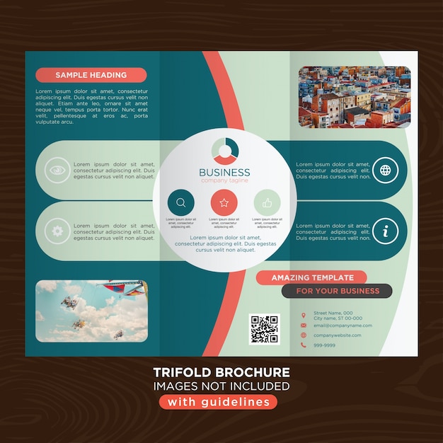 Free vector round design trifold business template