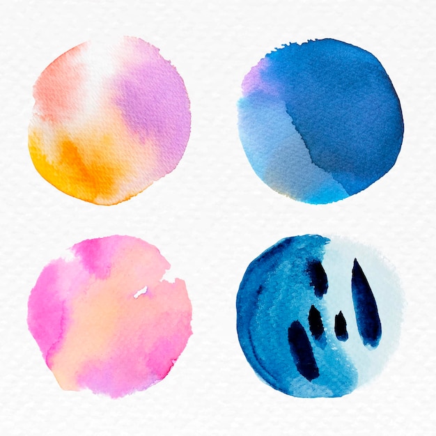 Round faded watercolor set vector