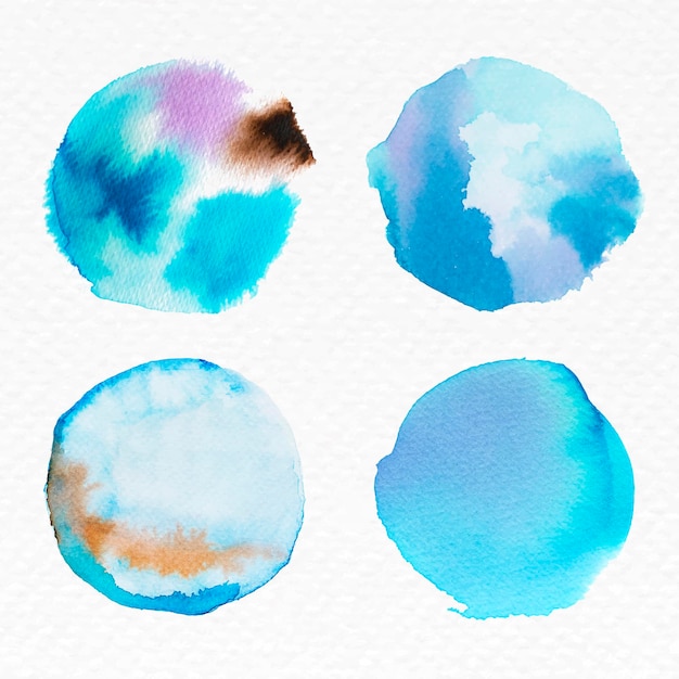 Round faded watercolor set vector