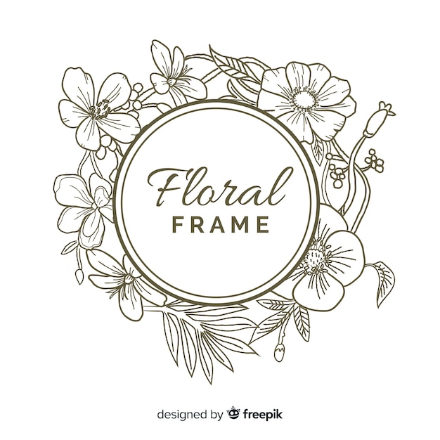 Free vector round floral frame banner realistic hand drawn