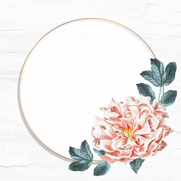 Free vector round floral peony frame social ads template vector