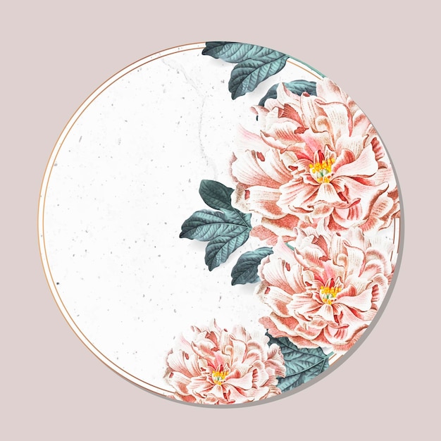 Round floral peony frame