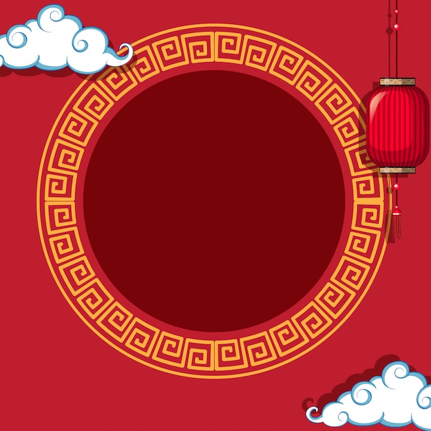 Round frame on chinese pattern background