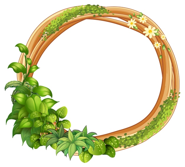 Free vector round frame of liana branches and leaves