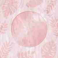 Free vector round frame on pink monstera background