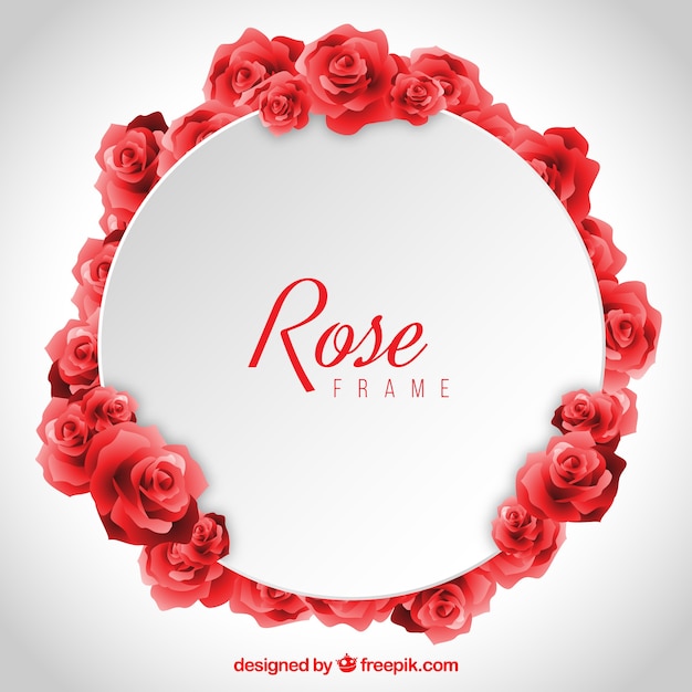 Vettore gratuito cornice rotonda di realistico rose rosse