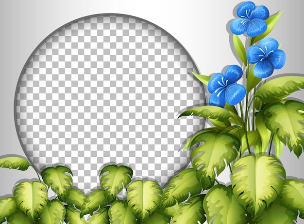 열대 꽃과 잎 템플릿으로 투명한 원형 프레임