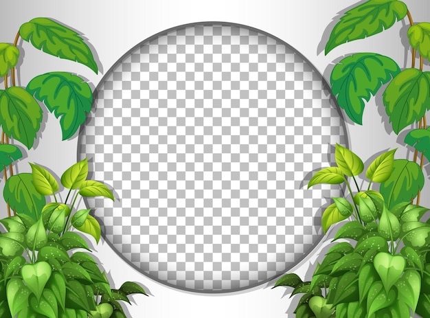 Free vector round frame transparent with tropical leaves template