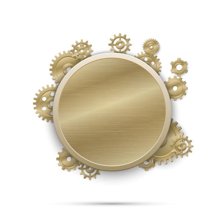 Free Vector round frame with gears. mechanism engineering with cogwheel, equipment machinery. steampunk