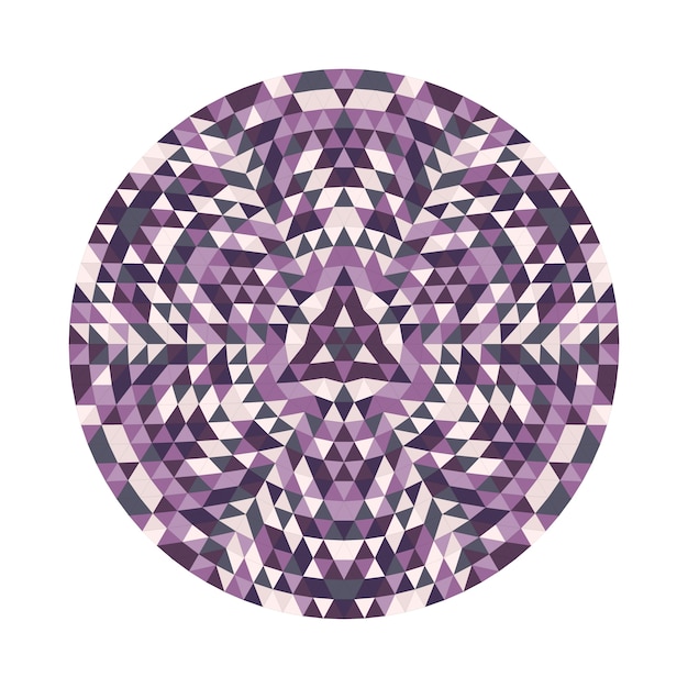 Round geometrical triangle kaleidoscopic mandala design symbol - symmetric vector pattern digital art