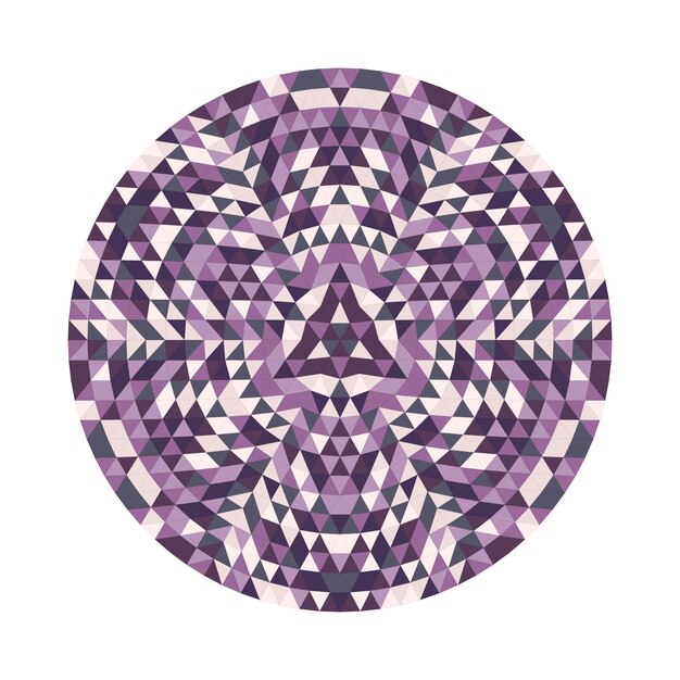 Round geometrical triangle kaleidoscopic mandala design symbol - symmetric vector pattern digital art