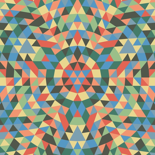 Круглый геометрический треугольник мандалы фон - симметричный дизайн векторных шаблонов из красочных треугольников