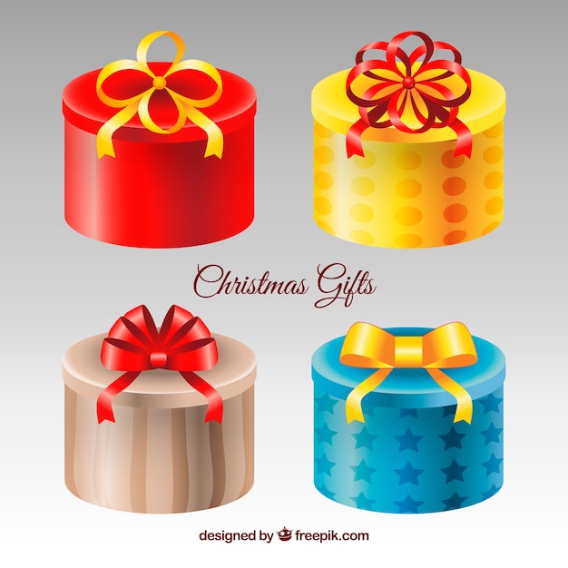 Round gift boxes for christmas