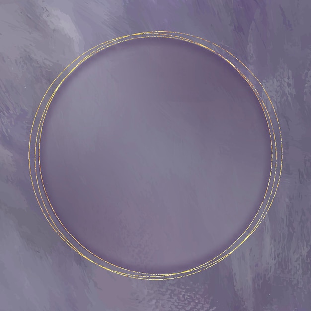 Круглая золотая рамка на фиолетовом фоне