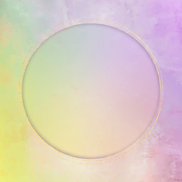 Round gold frame on purple background