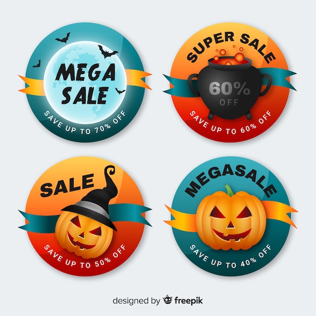 Round halloween sale badge collection