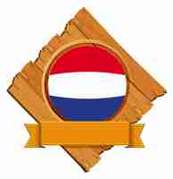 Free vector round icon for netherlands with banner