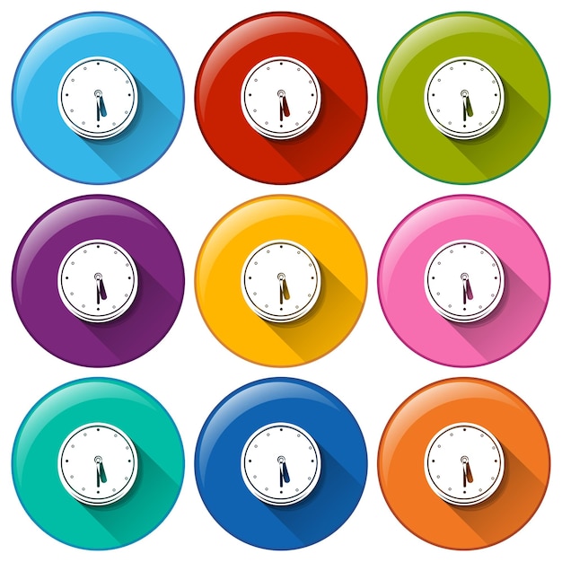 Бесплатное векторное изображение Круглые иконки с часами