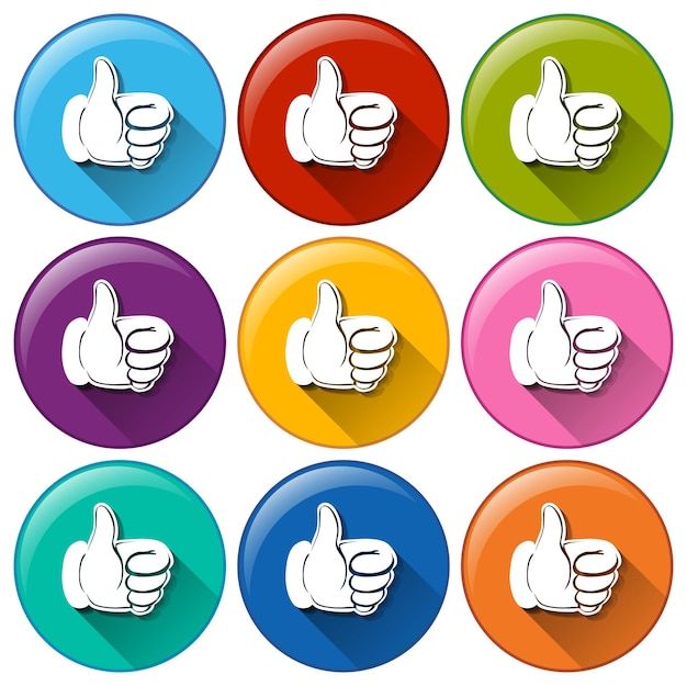 Free vector round icons with hands showing the approval sign