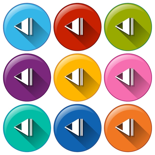 Free vector round icons with rewind buttons