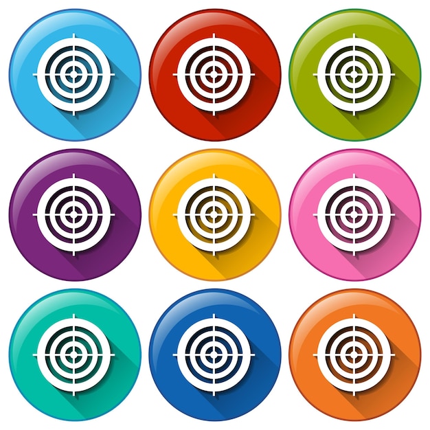 Free vector round icons with target buttons