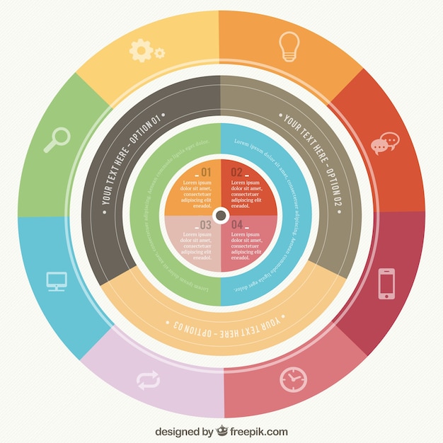 Vettore gratuito infografica rotondo in stile colorato