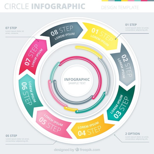 Free vector round infographic in colorful style