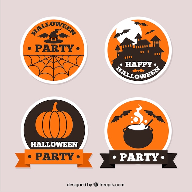 Free vector round labels for halloween