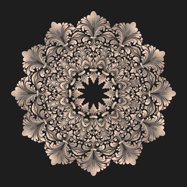 Бесплатное векторное изображение Круглое кружево с элементами дамаска и арабески. менди стиль. восточный традиционный орнамент.