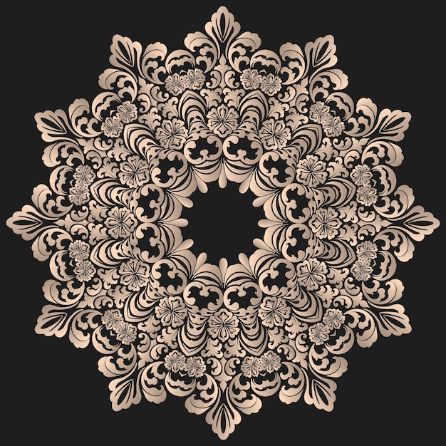 Free vector round lace with damask and arabesque elements. mehndi style. orient traditional ornament.