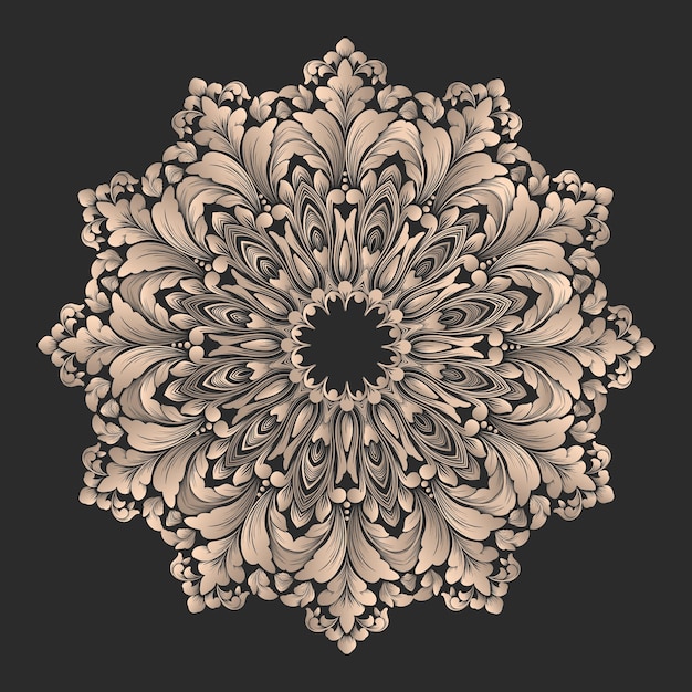 Round lace with damask and arabesque elements.