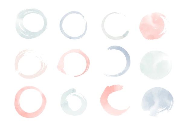 Free vector round pastel watercolor elements vector