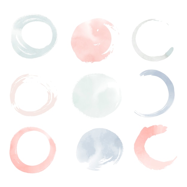 Round pastel watercolor elements vector