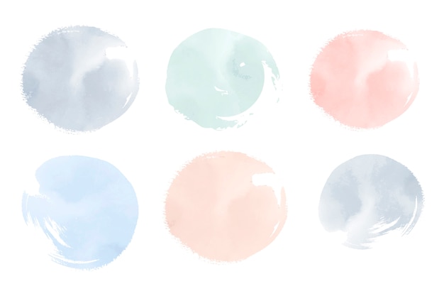 Round pastel watercolor elements vector