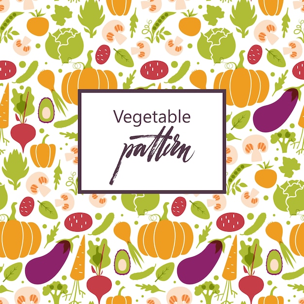 Бесплатное векторное изображение Круглый узор свежих сочных овощей. здоровая диета, вегетарианец и вегетарианец.