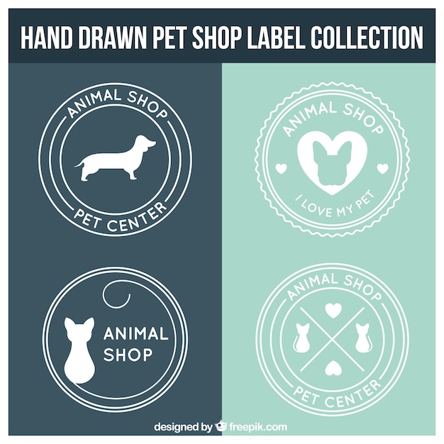 Free vector round pet shop labels