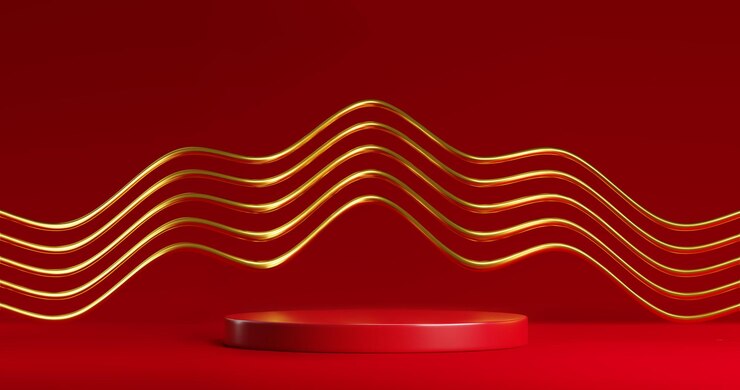 Free Vector round podium on red background