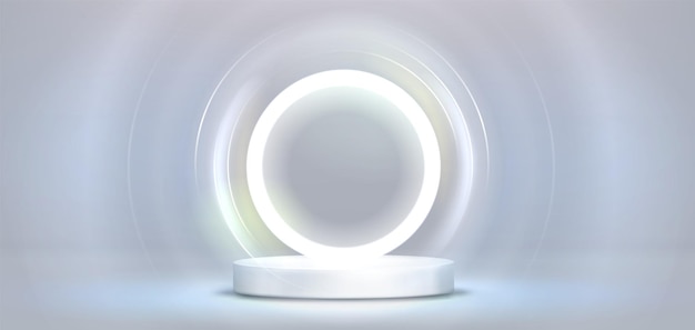 Free vector round podium on white light circle background