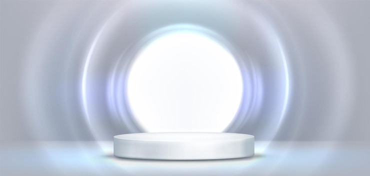 Free Vector round podium on white light circle background